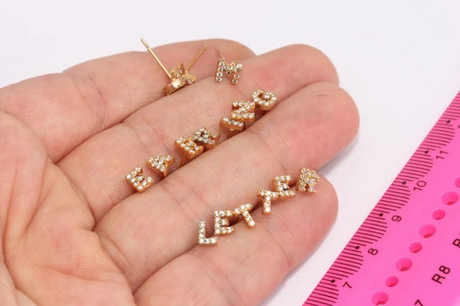 Letter Earrings, Micro Pave Letter