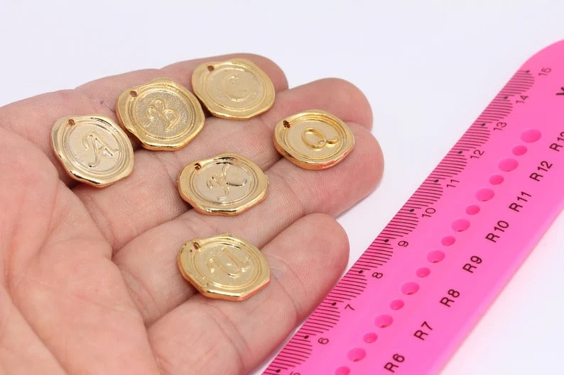 etter, Alphabet, Gold Plated Findings