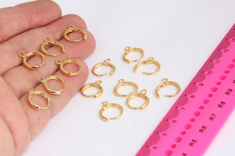 12x15mm 24k Shiny Gold Earrings, Leverback Earrings, Gold Plated Earrings,   CHK486
