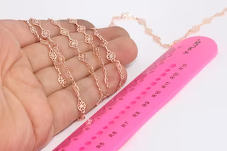 5x7mm Rose Gold Filigree Chains, Soldered Chains, Bar Chains, Bracelet Chain, Rose Gold Coin Chain, Rose Gold Plated Chains, SFC, BXB39