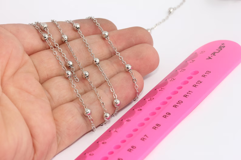 4mm Silver Satellite Chain, Soldered Ball Chains, BXB33