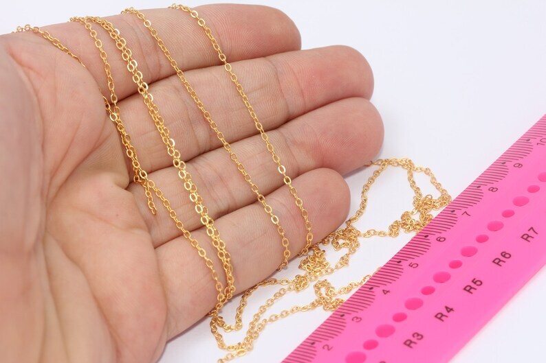 1,5x2mm 24k Matt Gold Cable Chain, Bulk,Lot Chain, BXB3