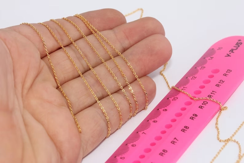 1,1x1,3mm 24k Shiny Gold Chain, Tiny Rolo Chains, Bulk Lot BXB7