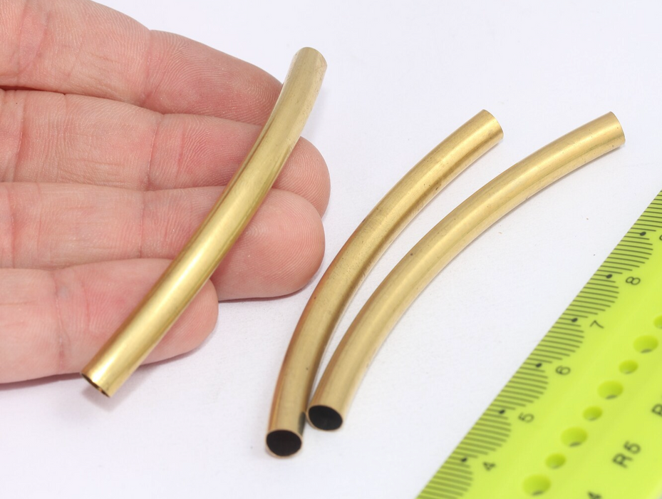 (5,5x70mm) Raw Brass Curved Tubes, Necklace, Findings,Brass  TBR6