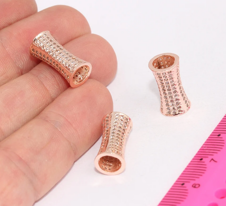 9x17mm Rose Gold ,Tubes, Micro Pave Tube Beads, ZRCN745