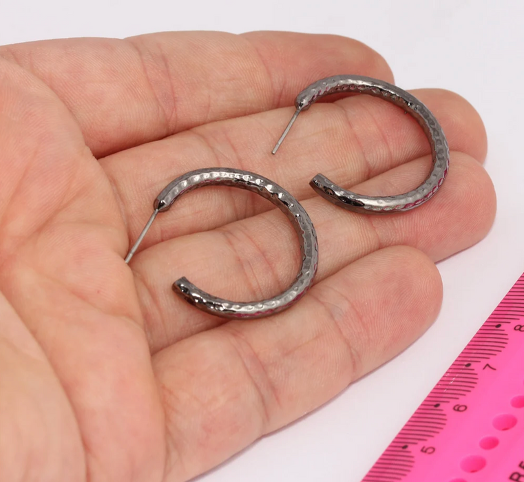 Hoop Earrings, Hammered Hoops