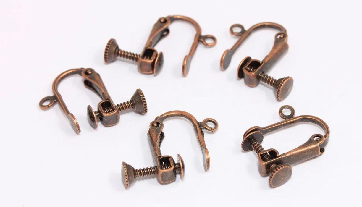 14x18mm Antique Copper Screw Back Earring Clips, , CMR17