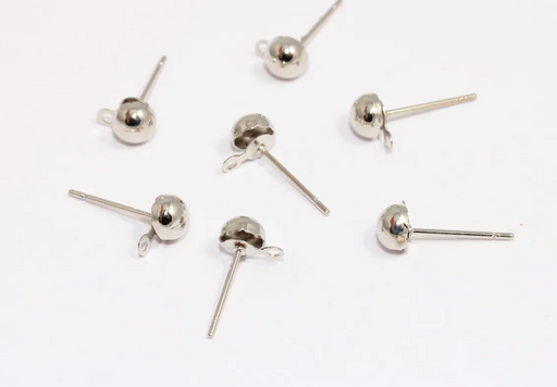 Plated Ball Ear Pad, Silver Earring