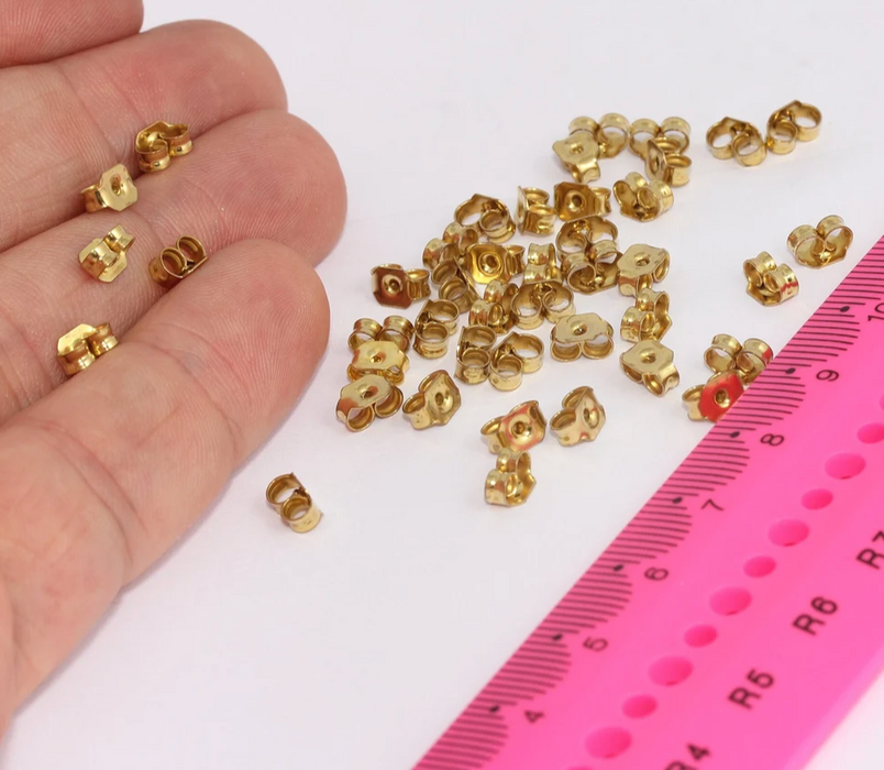 Raw Brass Earring Backs, Earring Stoppers, Butterfly CMR36