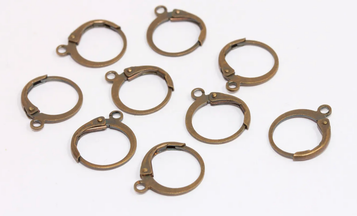 Lever Back Earrings, Bronze Hoops With Loop