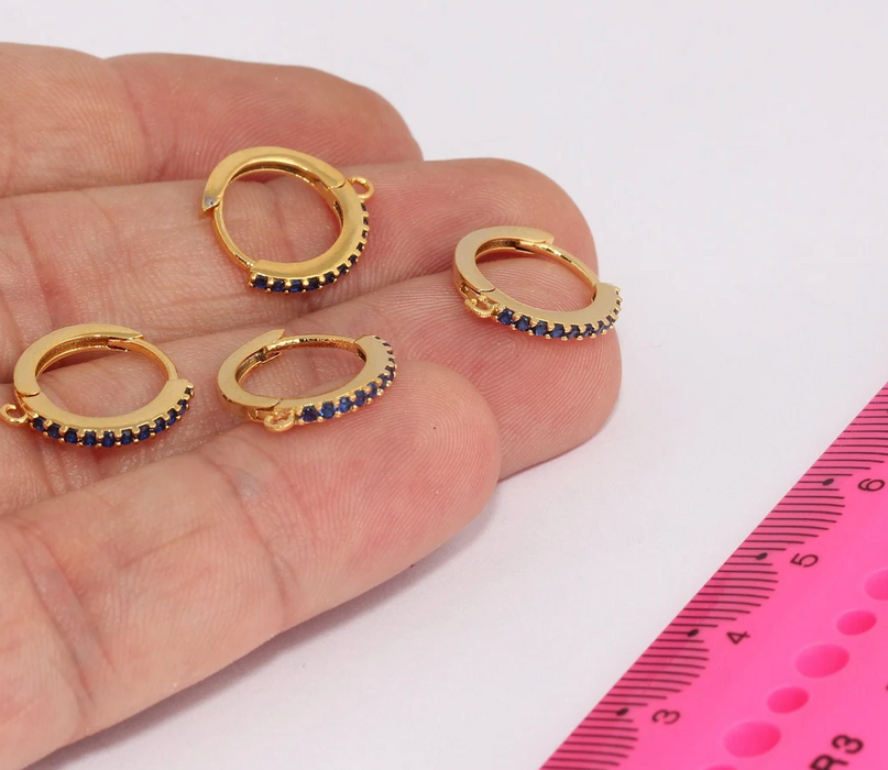 15x17mm 24k Shiny Gold Small Hoop Earrings, Huggie , CMR65