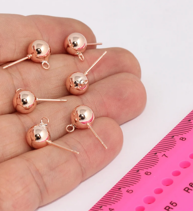 Ball Ear Posts, Gold Earring Post, Ball Stud