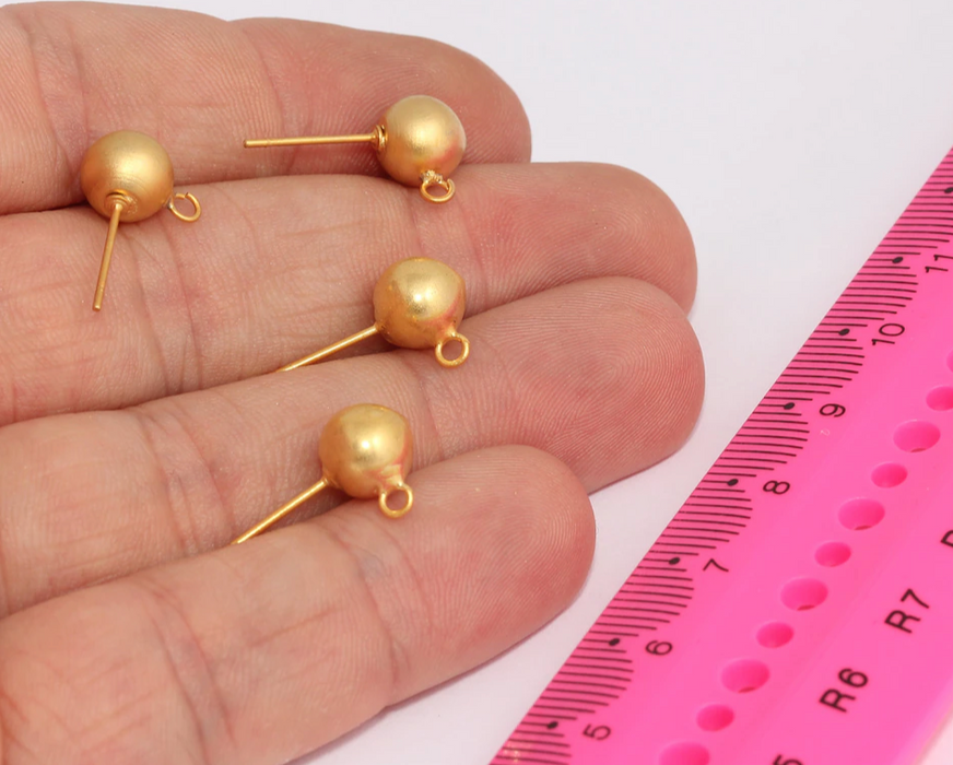 Ball Ear Posts, Gold Earring Post