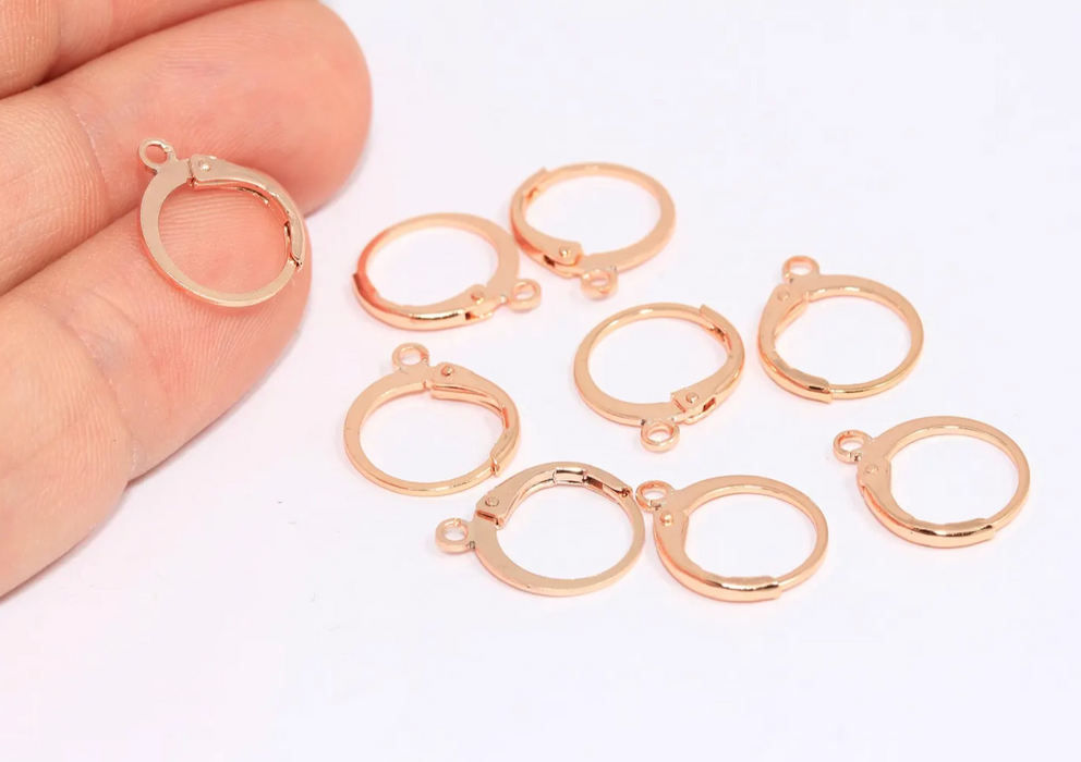 12x14mm Rose Gold Earring Leverback, Plain Leverback , CMR99