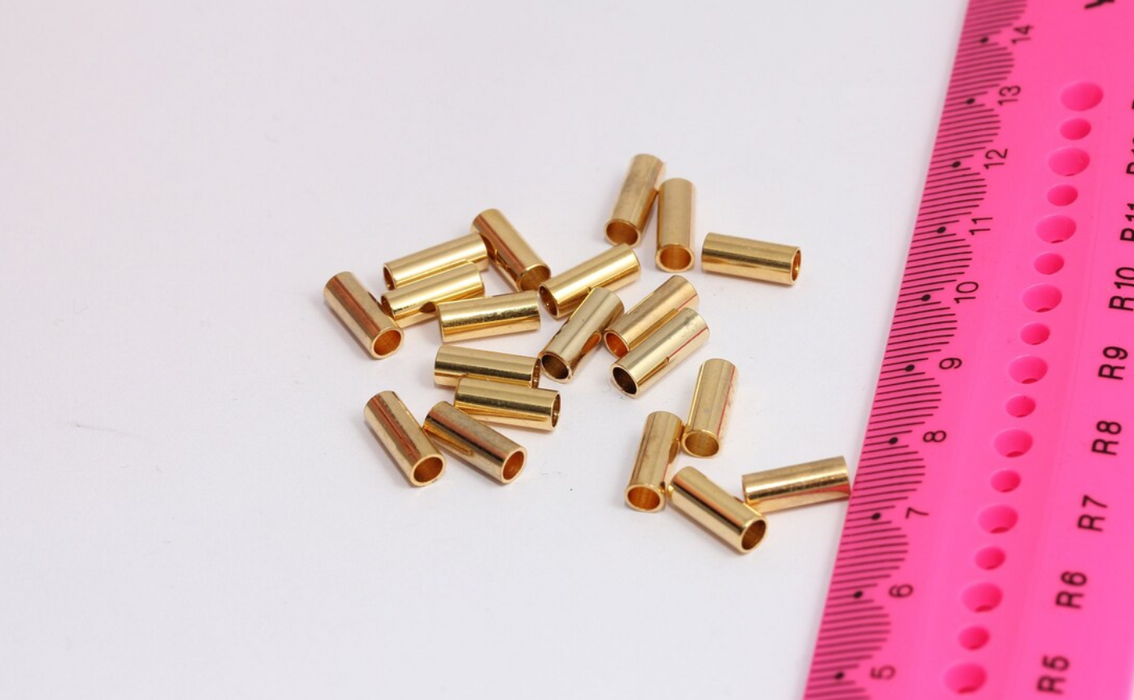 4x10mm 24 Ayar Parlak Altın Tüp Boncuklar, Tüpler, Ara Boncuklar, MTE417
