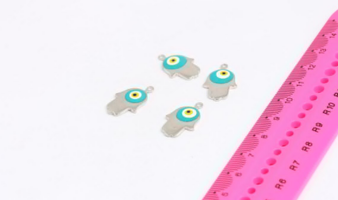 17x19mm Gümüş Kaplama Hamsa Charms, Nazar boncuğu hamsa, MTE445