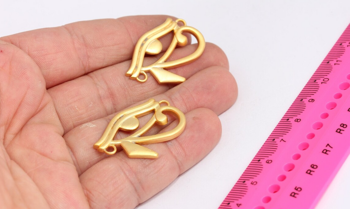 21x32mm 24k Matt Gold Egyptian Eye, Horus Eye Gold, MTE514