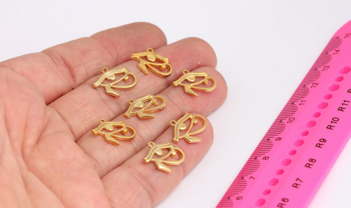 13x15mm 24k Shiny Gold Egyptian Eye, Eye Of Horus, MTE674