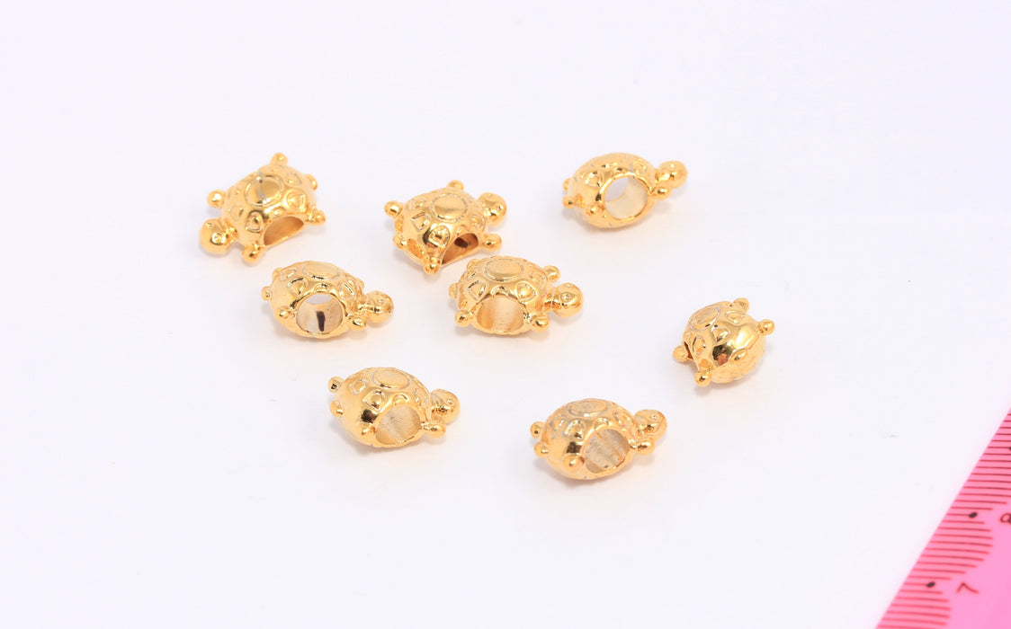 10x14mm 24 ayar Parlak Altın Kaplumbağa Tılsımı, Kaplumbağa Tılsımları, BRT739