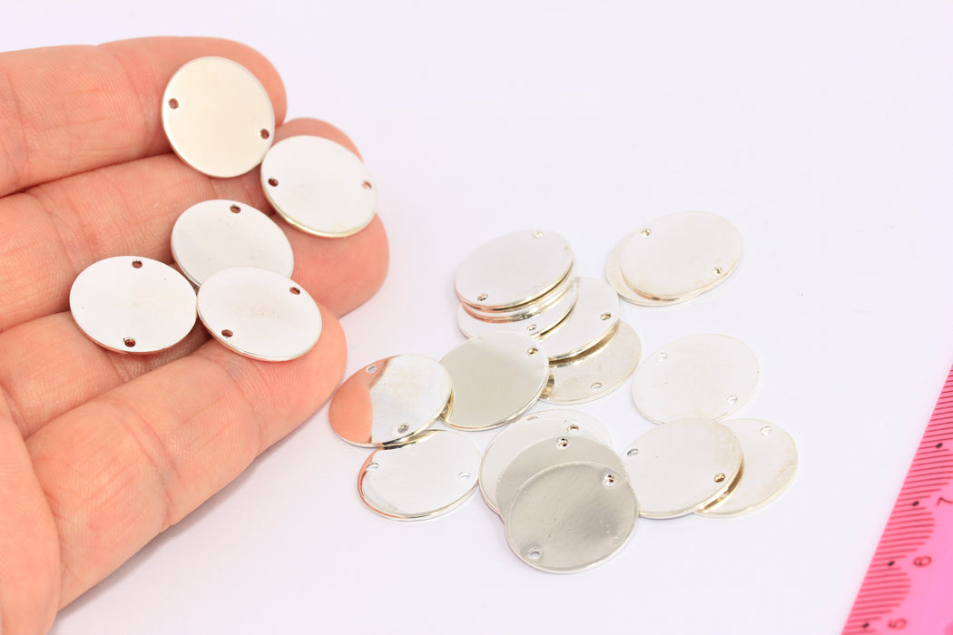 17mm Rhodium Plated Coins, Coin Charms, Round Flat Disc,BRT228