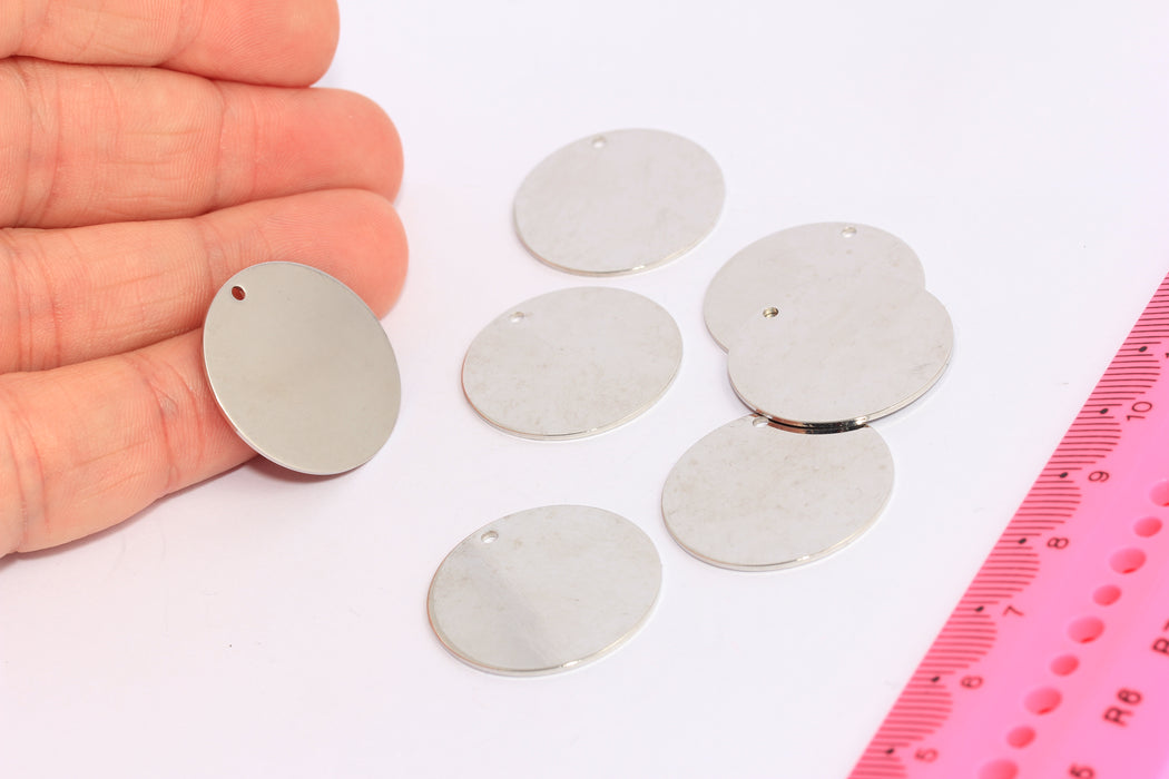 25 mm Rodyum Yuvarlak Charms, Yuvarlak Disk, Kişiselleştirilmiş BRT787
