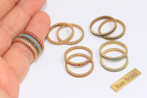 Dainty CZ Tiny Stacking Rings, Optional Stone Color Band Rings
