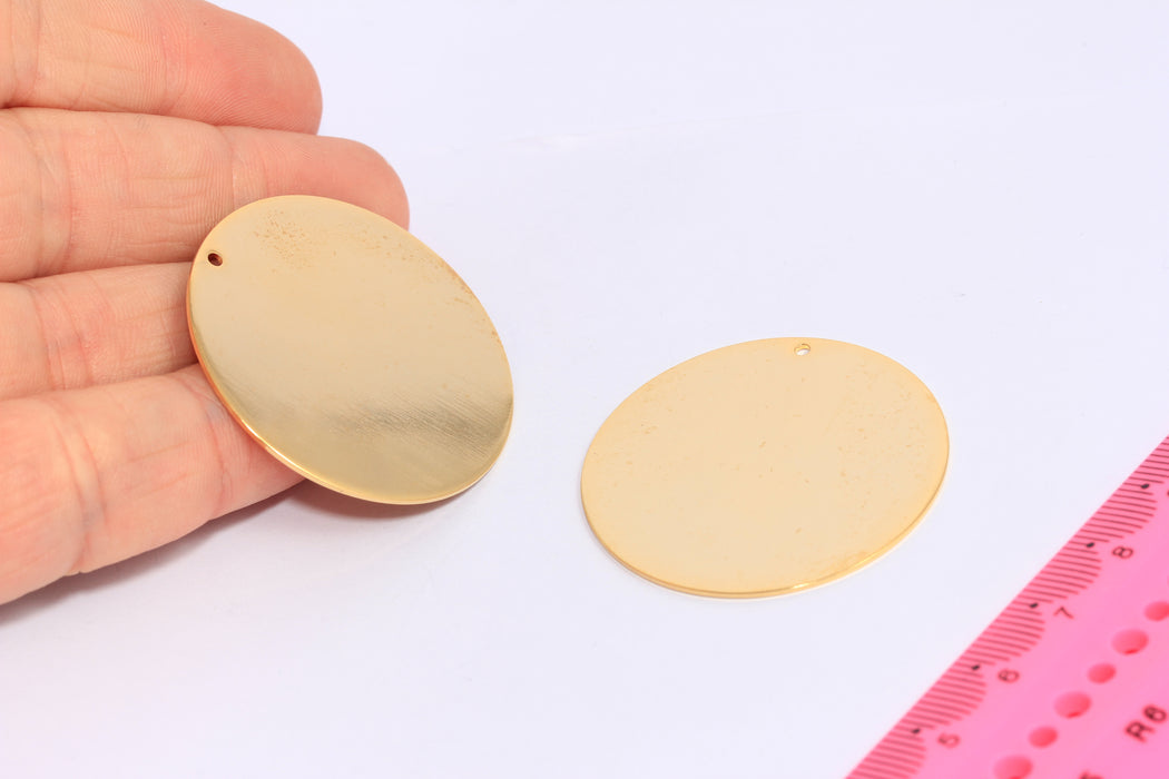 40mm 24k Shiny Gold Disc, Stamping Blank, Personalized Disc Charms, BRT763