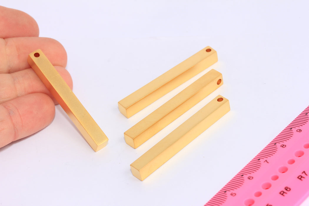 6x50mm 24k Matt Gold Bar Charm, Long Square Bar,BRT414