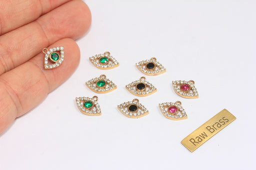 Brass CZ Evil Eye Charms