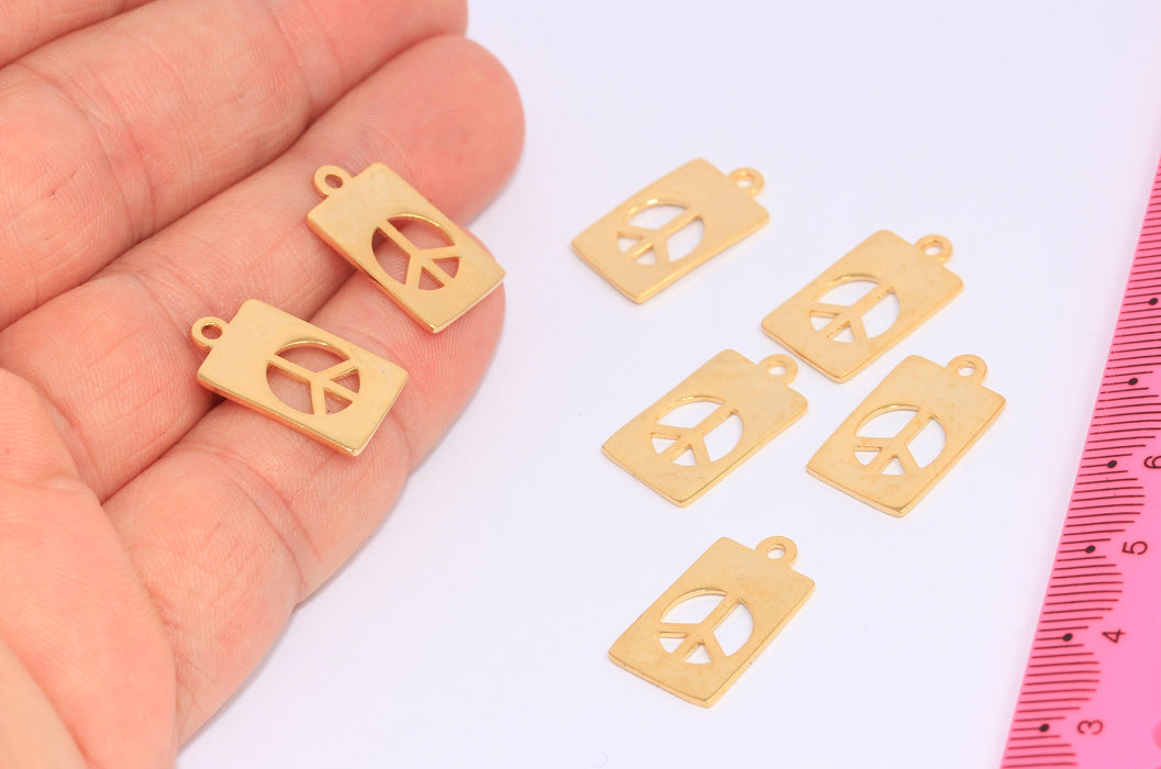 12x17mm 24 Ayar Parlak Altın Barış İşareti, Barış Kolyesi, CHK79-4