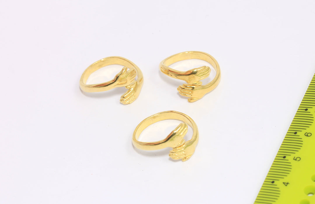 17-18mm Raw Brass Rings, Brass Hands Rings, Love Hugging Hand,CHK101-2