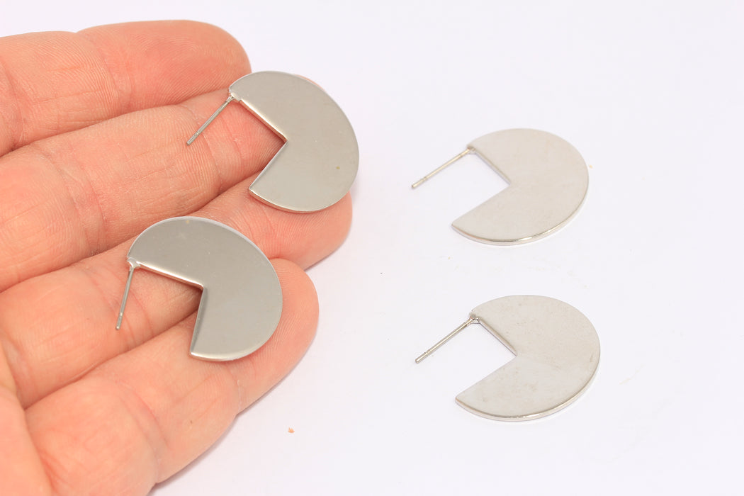 Disc Earrings, Moon Hoops