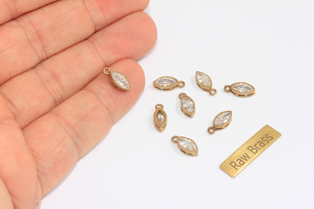 6x11mm CZ Açık Mavi Damla Kolye, Damla Kolye, Çerçeve Kristal Boncuklar, MLS1149