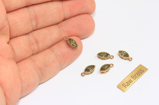 Brass CZ Drop Charm