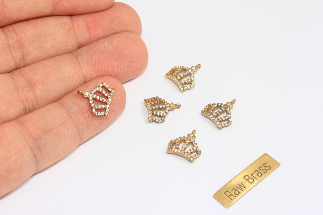 Brass CZ Crown Charms