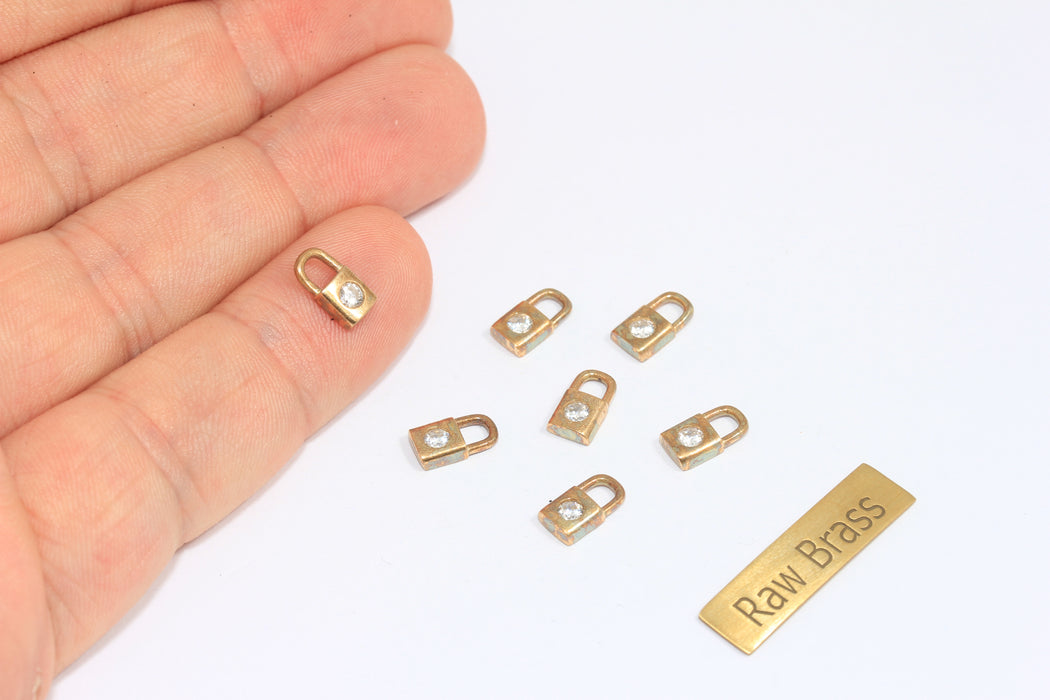 5x9mm 24 Ayar Parlak Altın Kilitli Takılar, Mikro Döşeme Mini Kilit SLM421