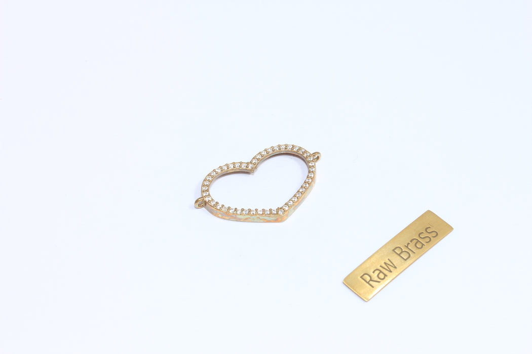 Ciondoli a forma di cuore in oro lucido 24k da 8 mm, cuore micro pavé, mini cuore di rubino ZRCN99