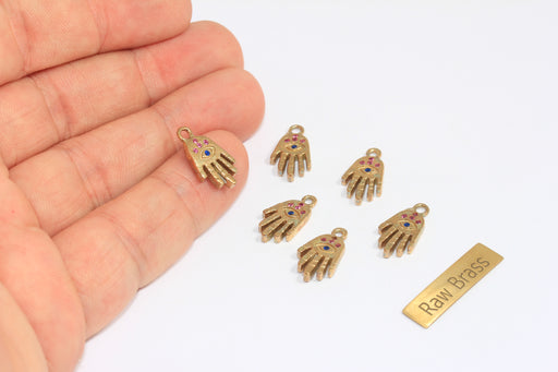 Brass CZ Hamsa Bead