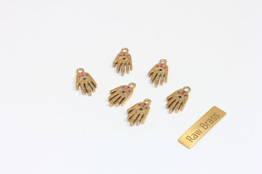 Brass CZ Hamsa Bead