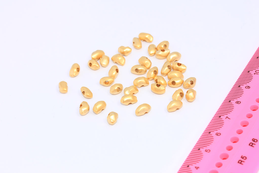 4,5x7mm 24 Ayar Mat Altın Ara Boncuklar, Düzensiz Şekilli Boncuklar, CHK154-7