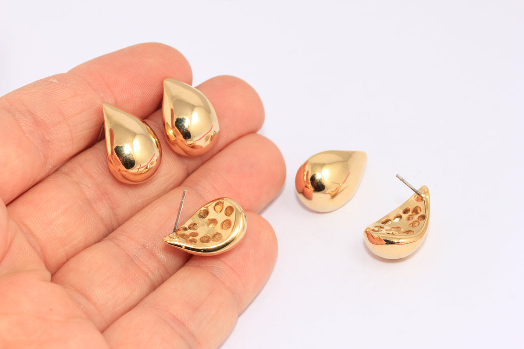 Puffed Teardrop Stud Earrings