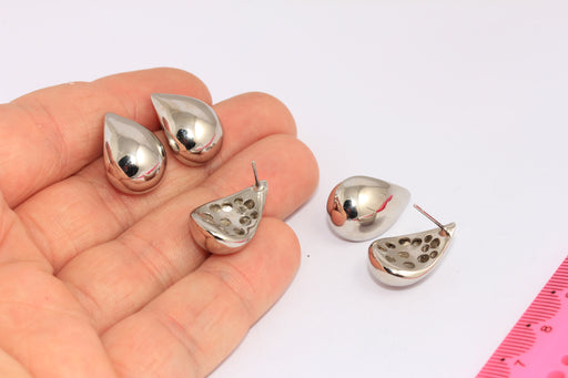 Puffed Teardrop Stud Earrings