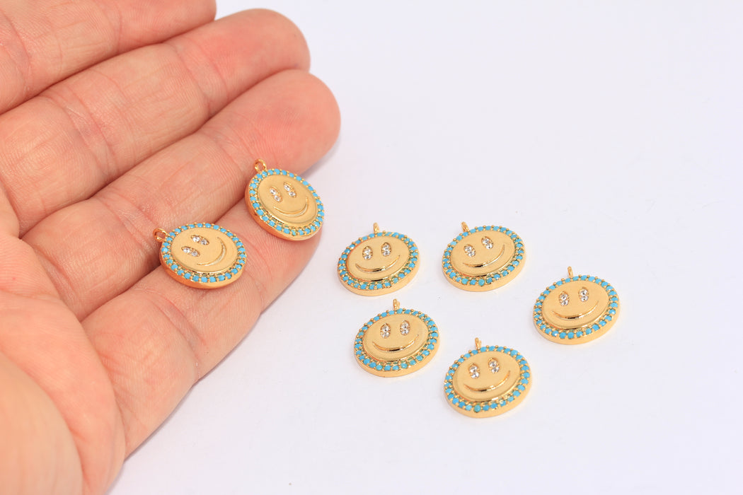 Shiny Gold Smiley Charms