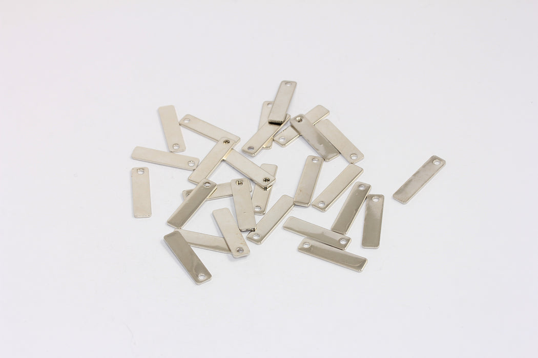 Barra per targhetta placcata in rodio 5x20 mm, stampaggio a caldo, collana a barra, CHK165-8