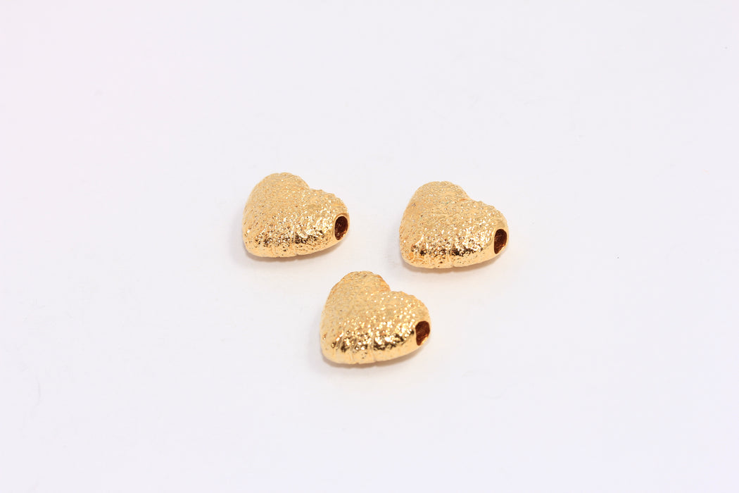 16x19mm 24k Shiny Gold Heart Puffed Charms, Hammered Heart Pendant, CHK109-4