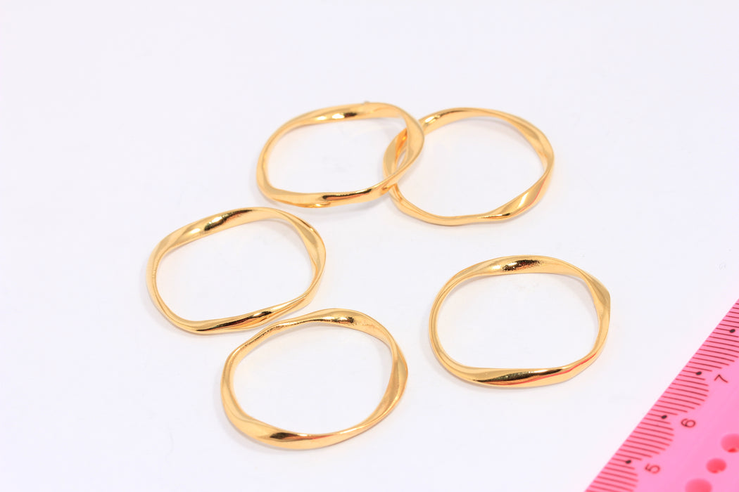 Ciondoli a cerchio da 29 mm in oro lucido 24k, perline ad anello grandi di forma irregolare, CHK413-2