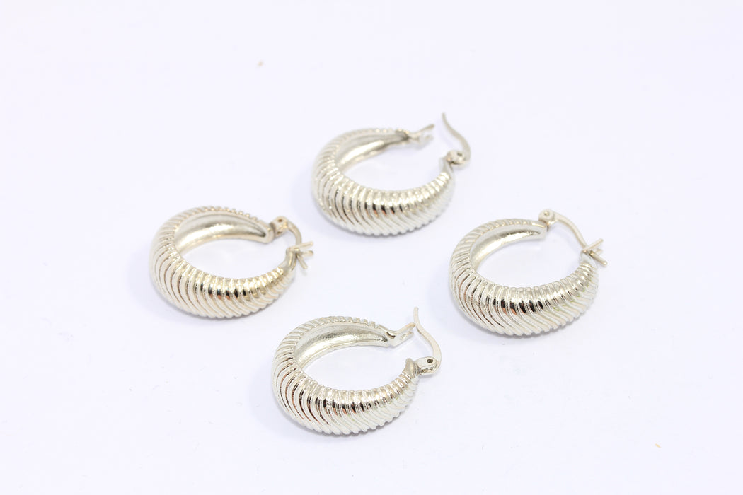 Shell Earrings, Textured Shell Hoops