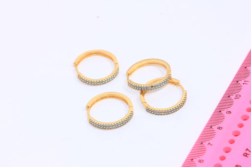 Hoop Earrings, CZ Blue Stone Hoops