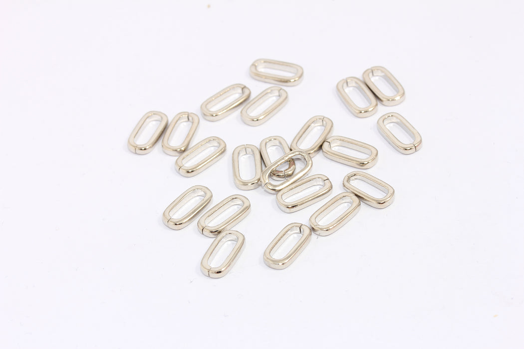 Ciondolo a maglie ovali placcate in rodio da 6x13 mm, ciondoli di collegamento, CHK158-2
