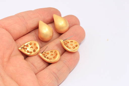 Drop Earrings, Puffed Teardrop Stud Earrings